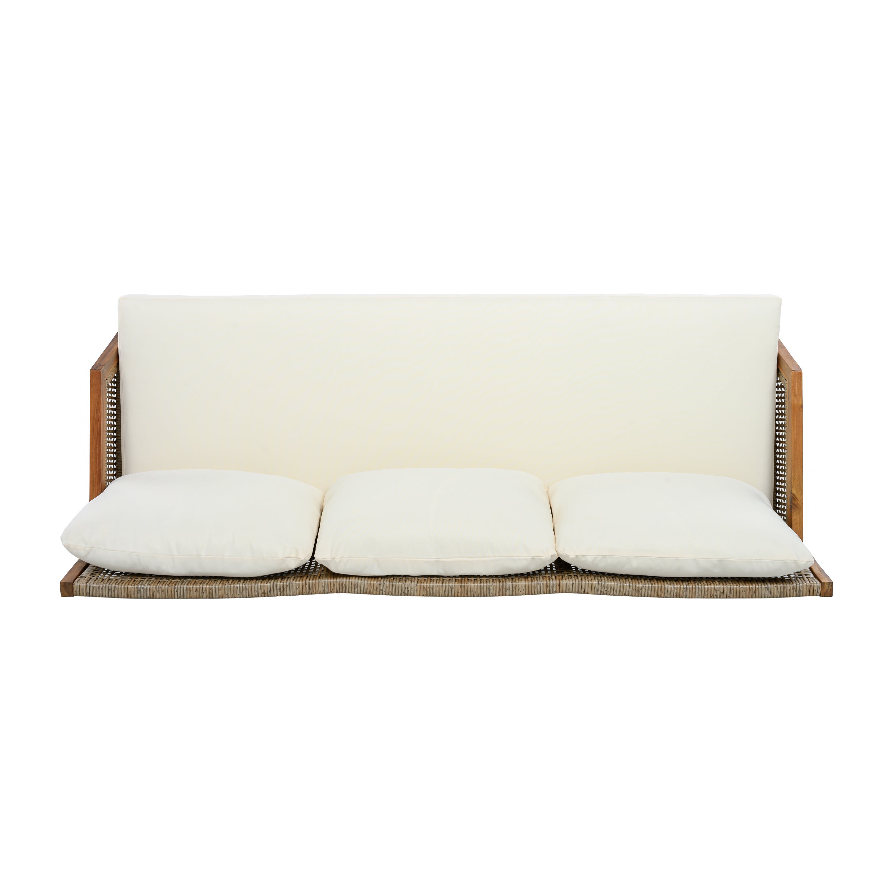 4 Piece Acacia Wood Patio Sectional Sofa Set with Coffee Table