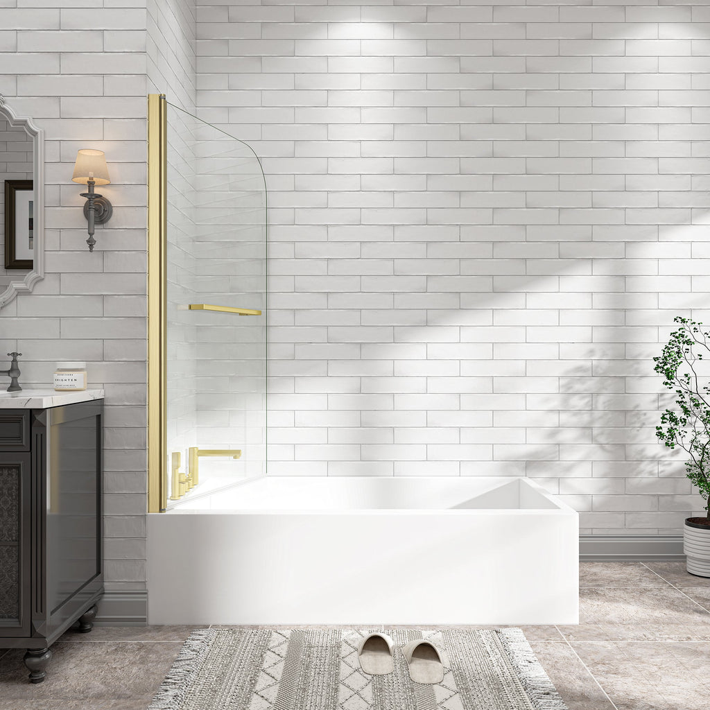 31"-32" W x 55" H Brushed Gold Frameless Pivot Shower Door