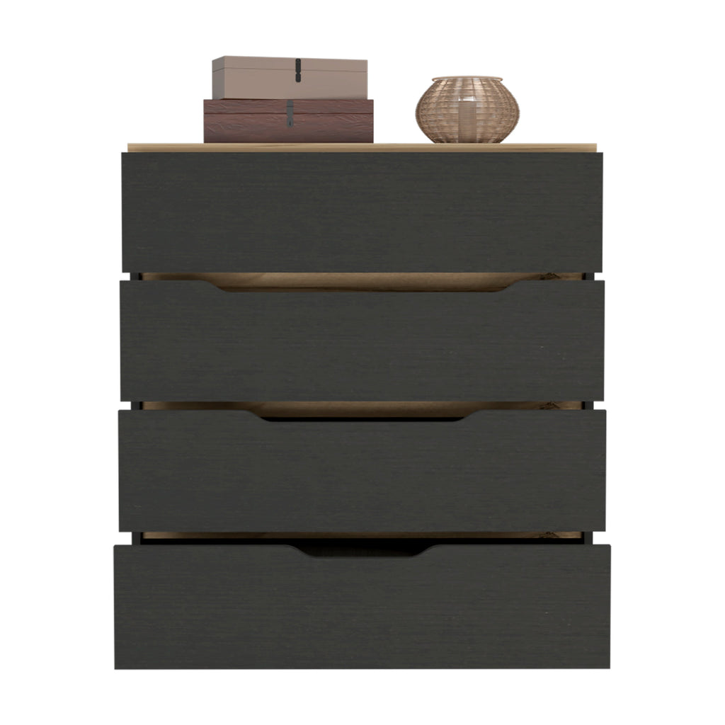 Zoe Four Drawer Dresser Black Light Oak