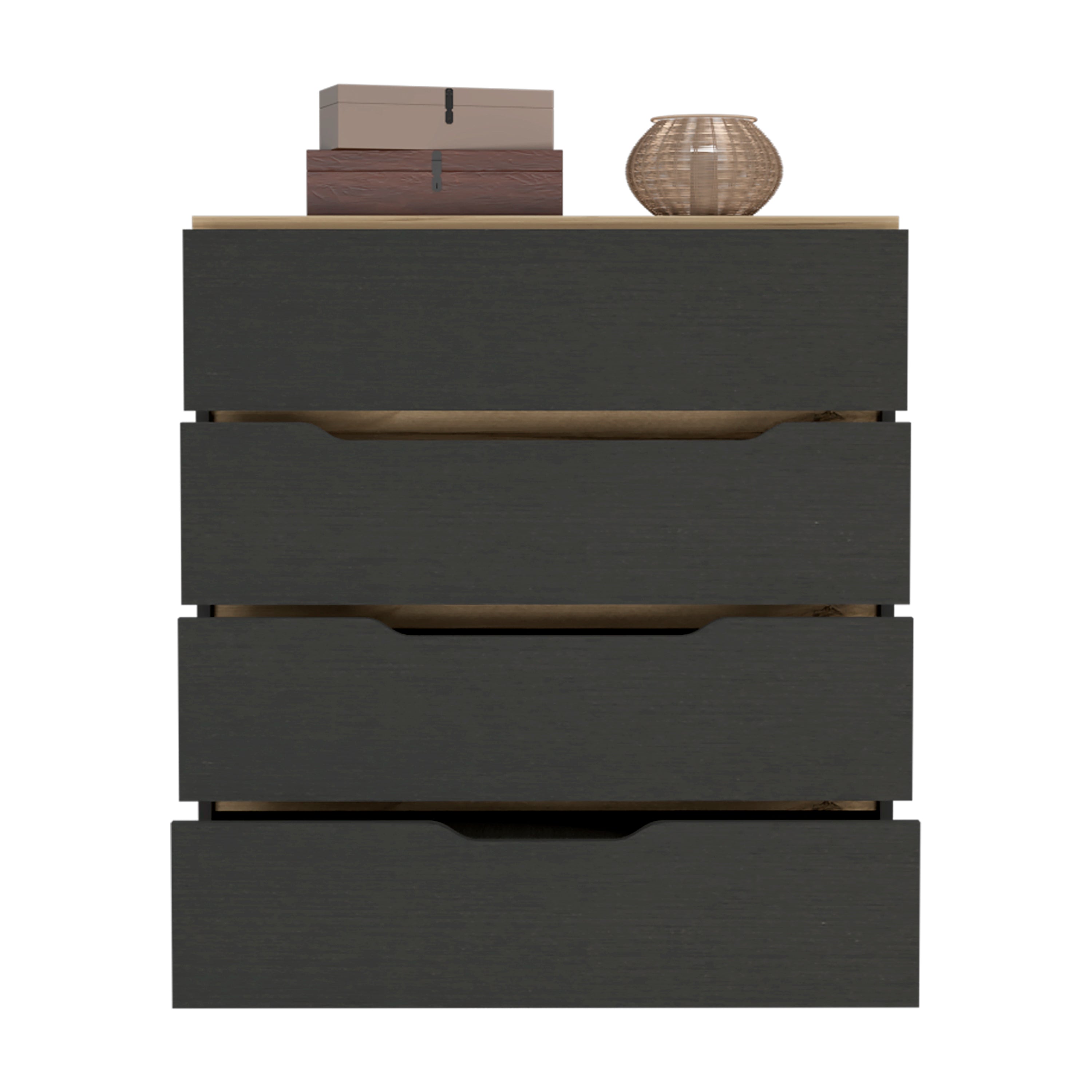 Zoe Four Drawer Dresser Black Light Oak
