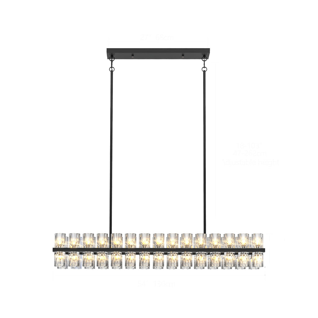 Rectangular Crystal Chandelier Black Frame K9 Crystals Living Dining