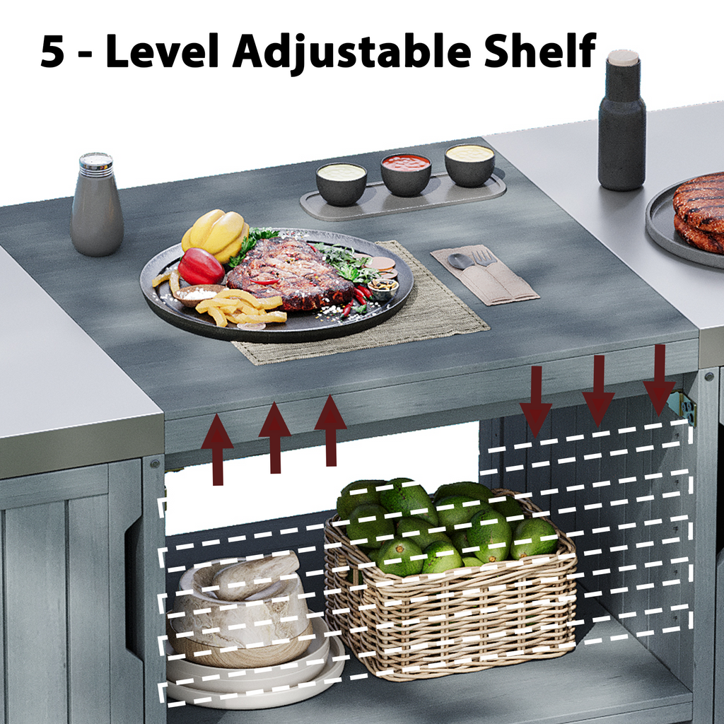 Outdoor Grill Island Cart 66.5" Stainless Steel Tabletop