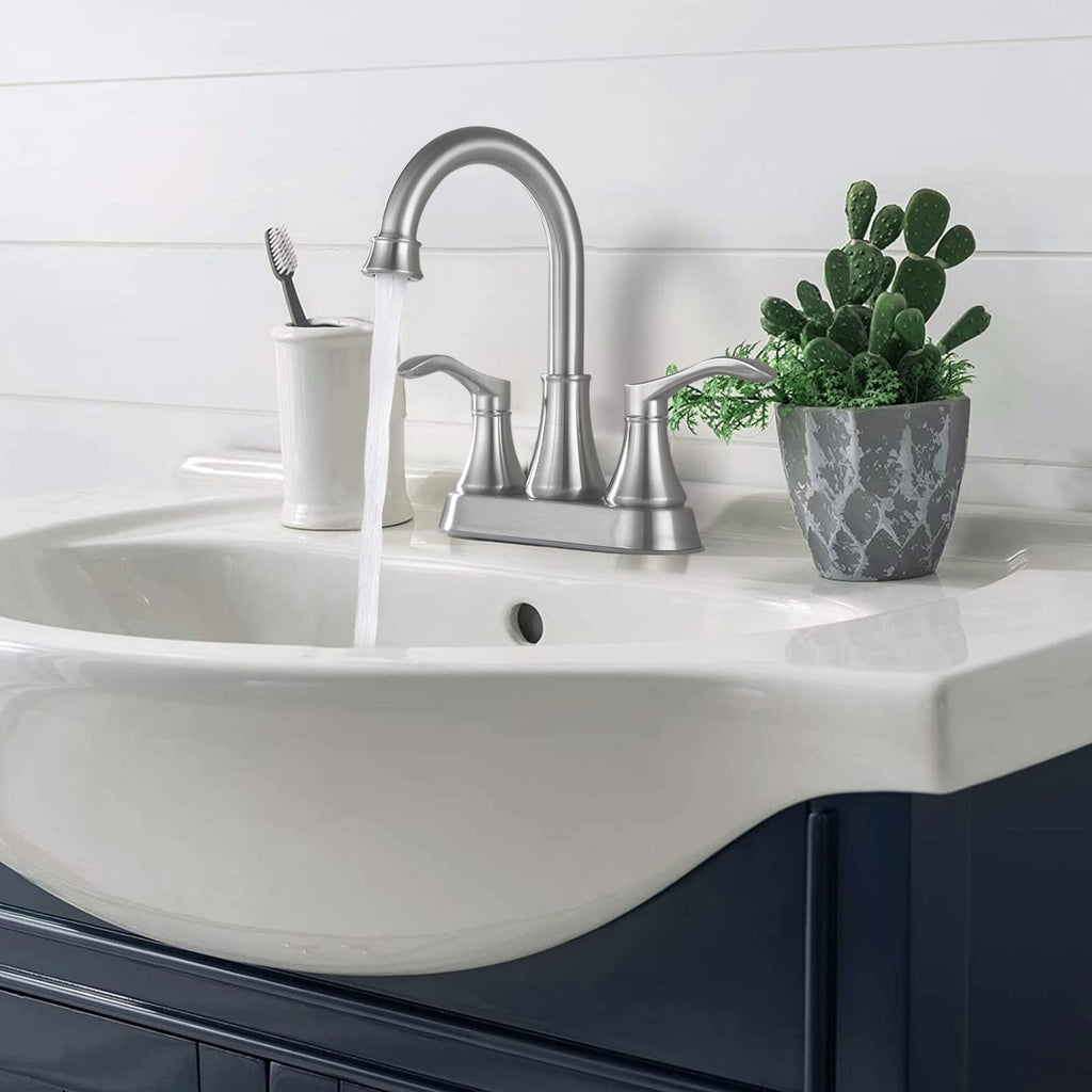4" Centerset Bathroom Faucet 360 Swivel Spout Brushed Nickel