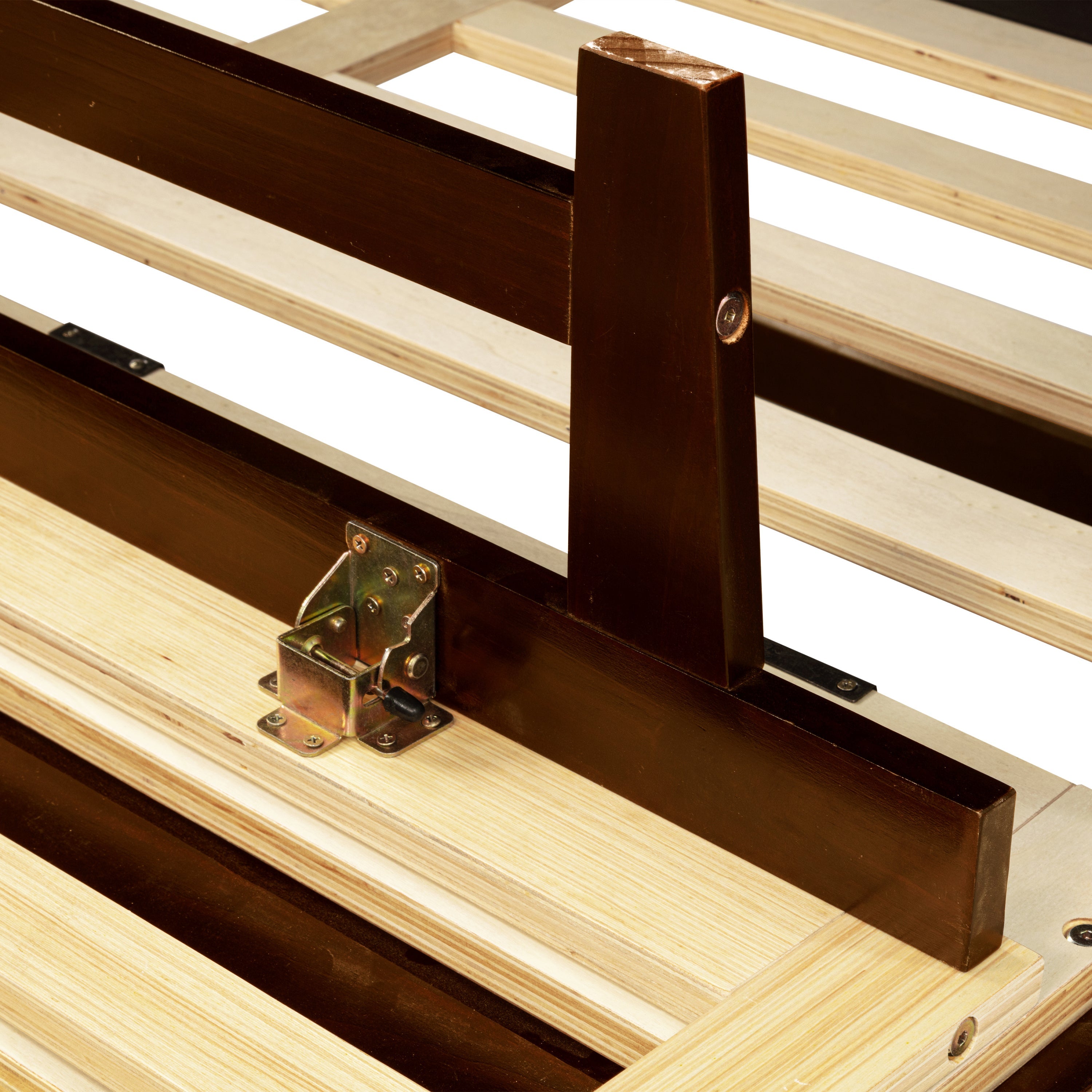 Queen Size Pine Wood Murphy Bed with Storage Drawer