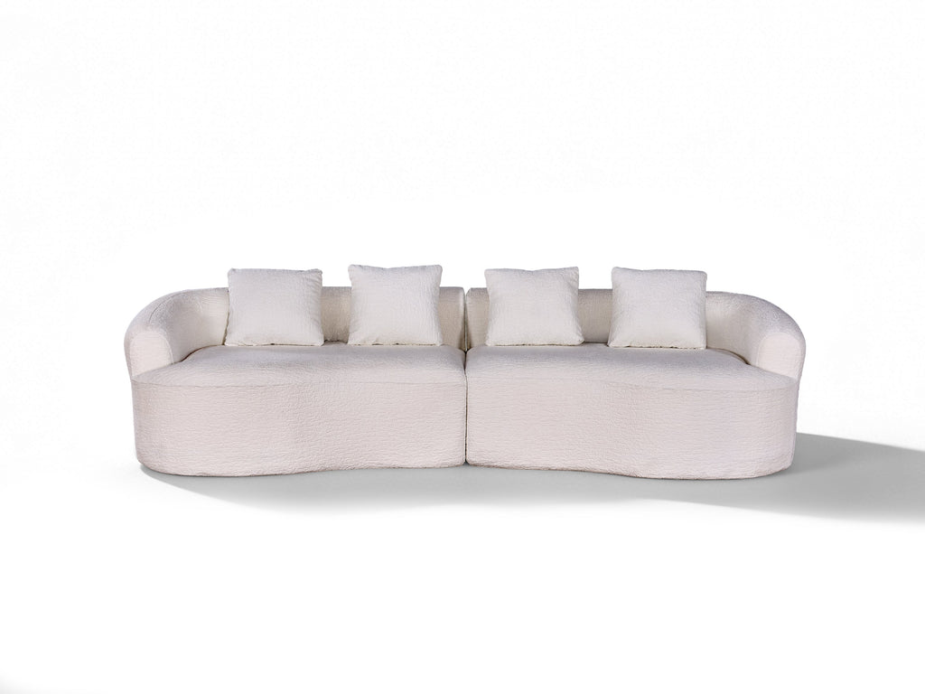 110" Curved Modular Sofa Bed, Green Chenille, 4-Seater