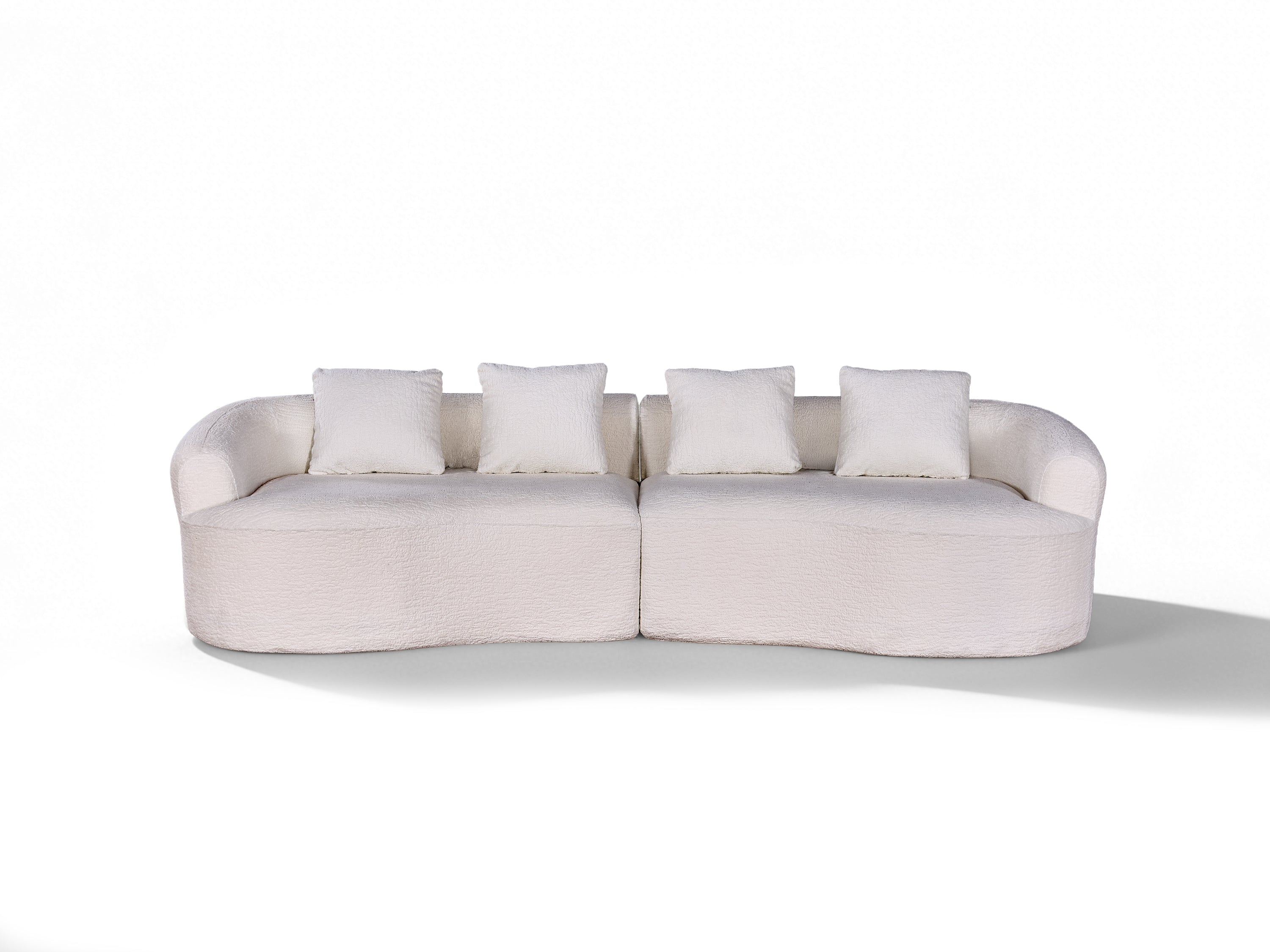 110" Curved Modular Sofa Bed, Green Chenille, 4-Seater