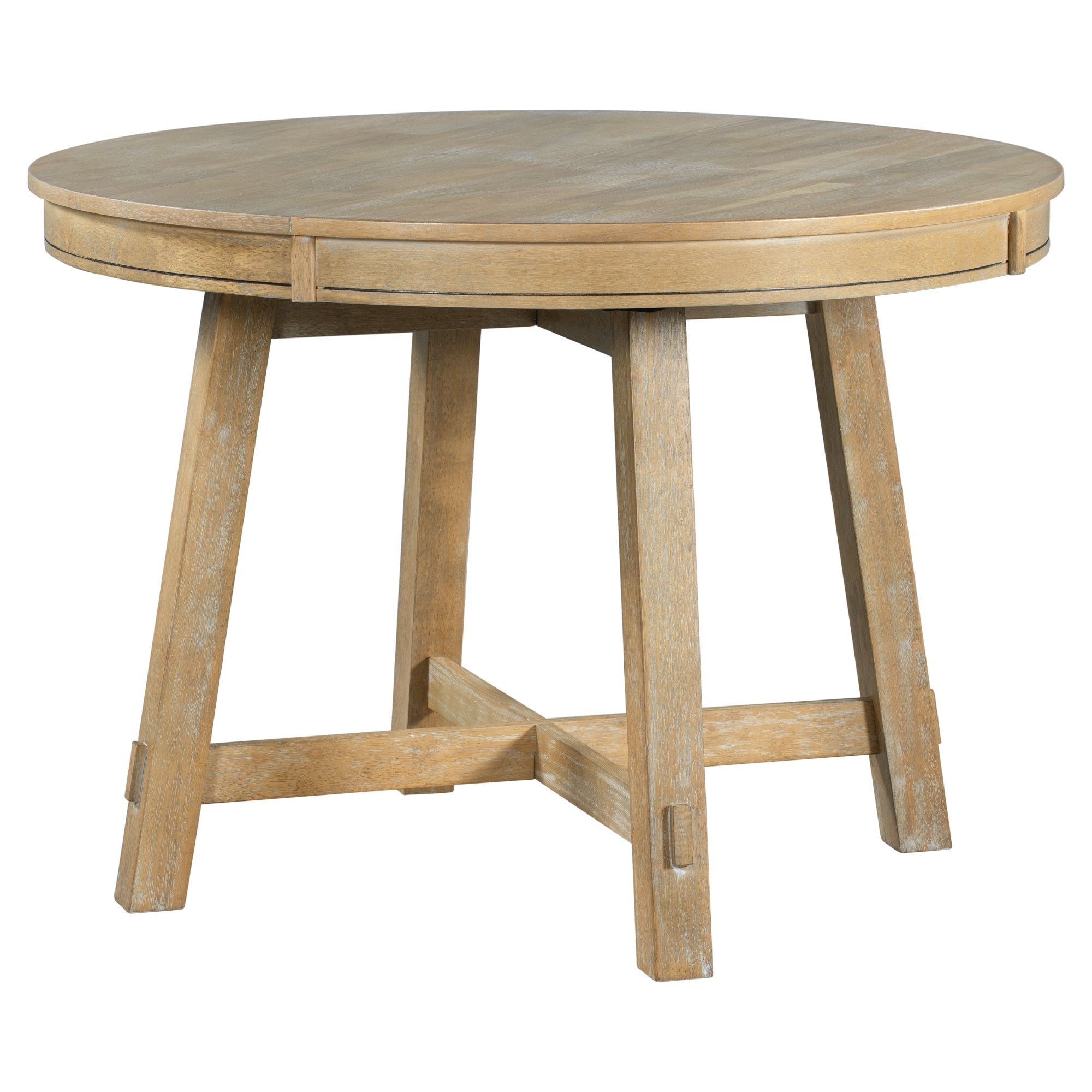 Gia Round Extendable Dining Table with Leaf, Natural Wood