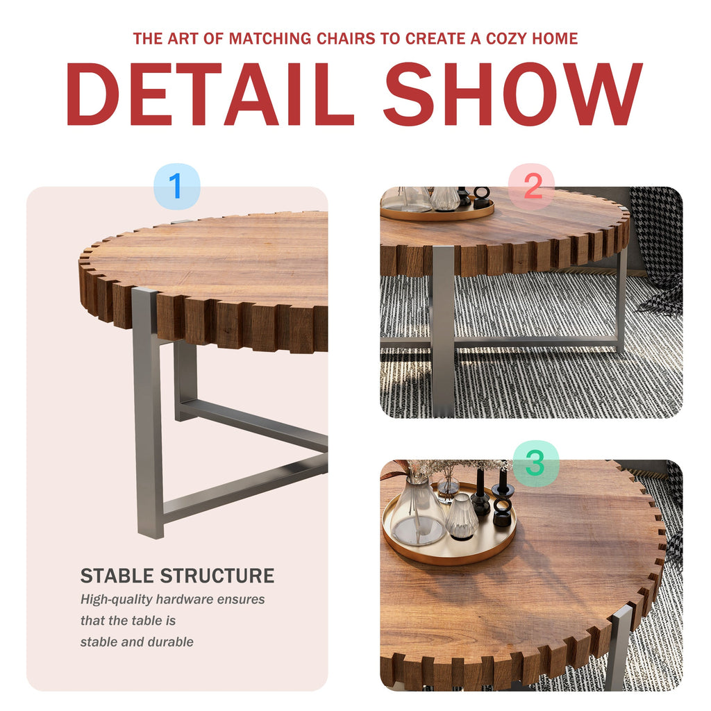 Felief 31.4" Modern Wooden Drum Coffee Table