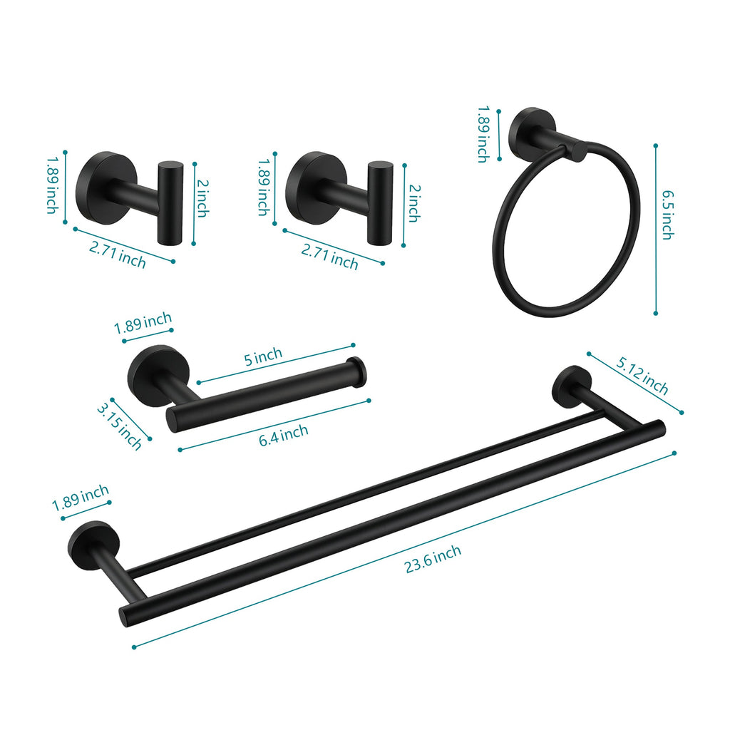 5 Piece Wall Mount Bathroom Towel Rack Set