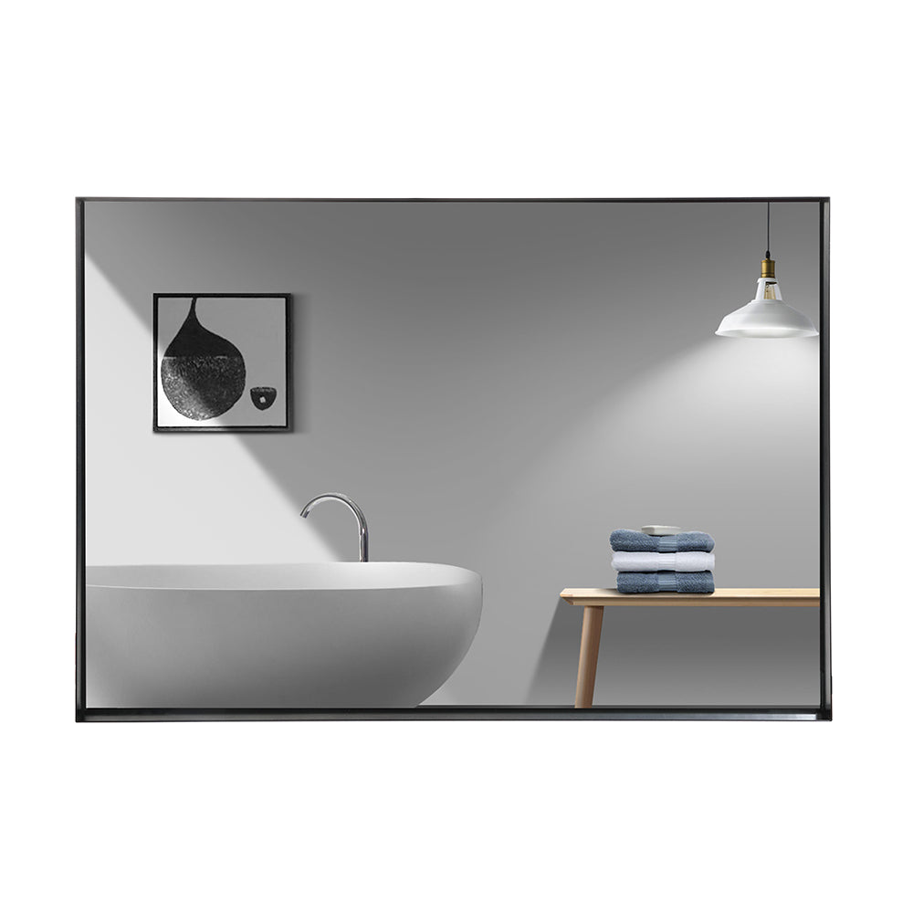 40x30" Glossy Black Bathroom Vanity Mirror Rectangle Wall Mount