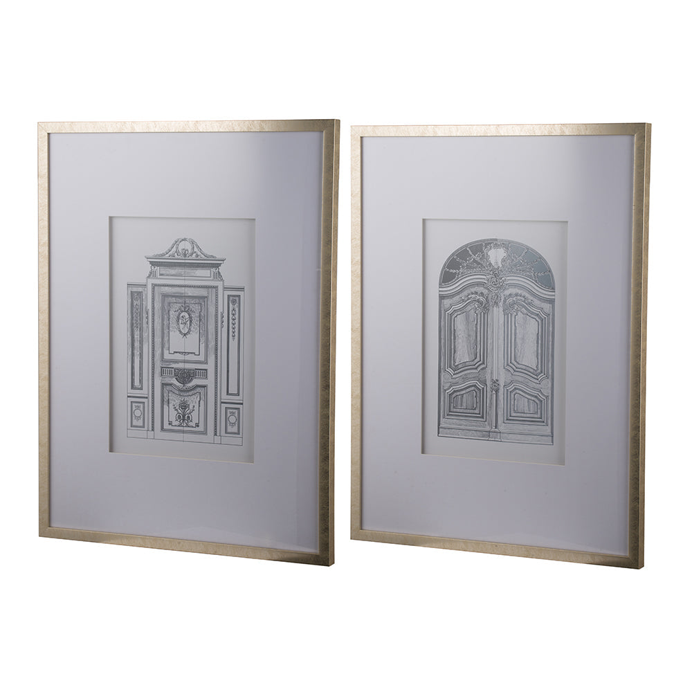 Fake Pencil Architectural Wall Art Decor 24" x 32" Set of 2