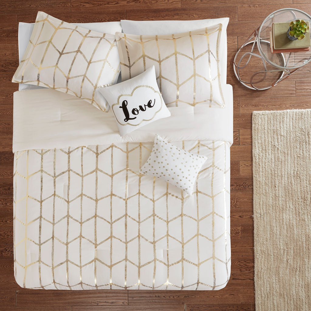 5-Piece King/Cal King 100% Polyester Brushed Printed Comforter Set