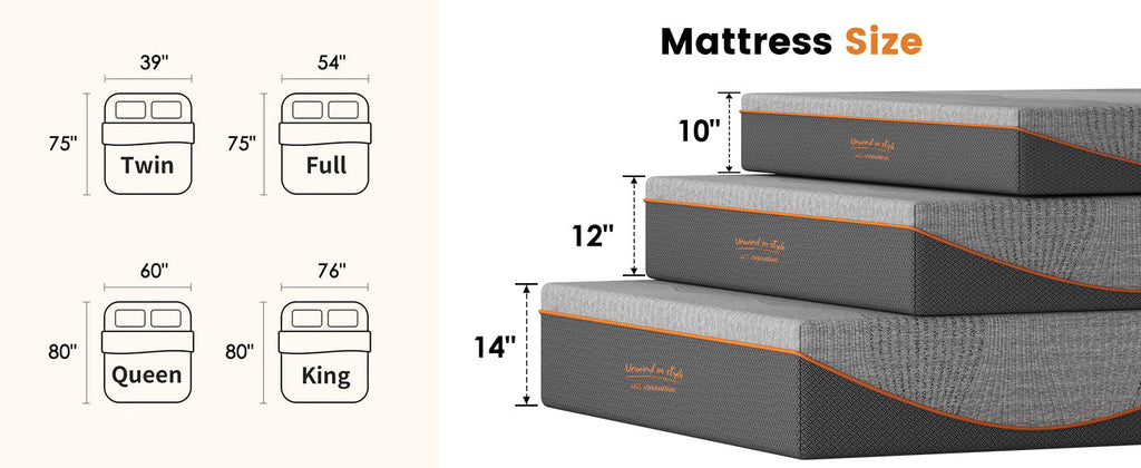 King Size 10 Inch Memory Foam Mattress, Cooling Breathable