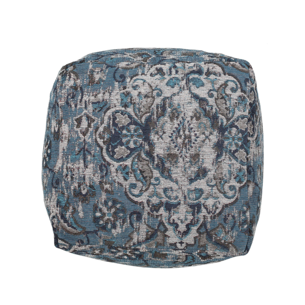 Blue Square Pouf Ottoman Floor Cushion 16x16x16