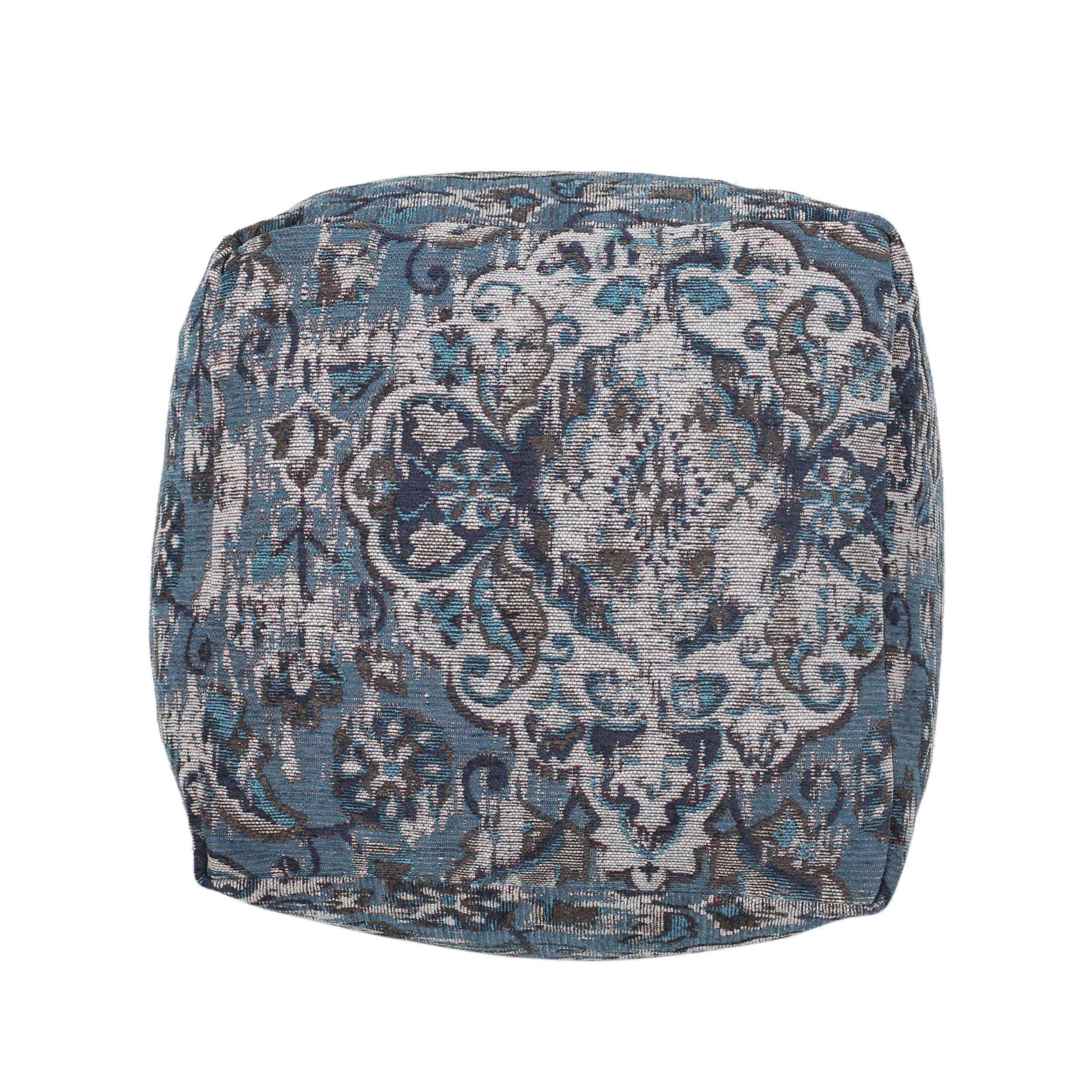 Blue Square Pouf Ottoman Floor Cushion 16x16x16