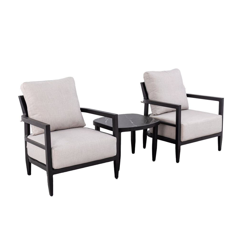 3PC Outdoor Aluminum Patio Set with Sunbrella Cushions