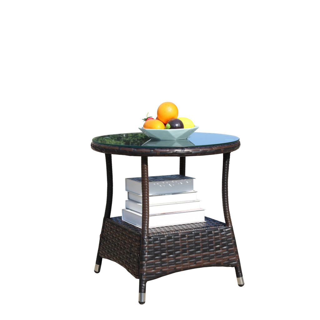 Round Tempered Glass Outdoor Coffee Table
