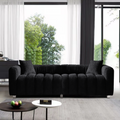 Sofa Modular Velvet Teddy Black 3 Seat Metal Legs 87 In 750 LB