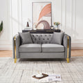 61" Velvet Button Tufted Chesterfield Loveseat Sofa Gold Legs
