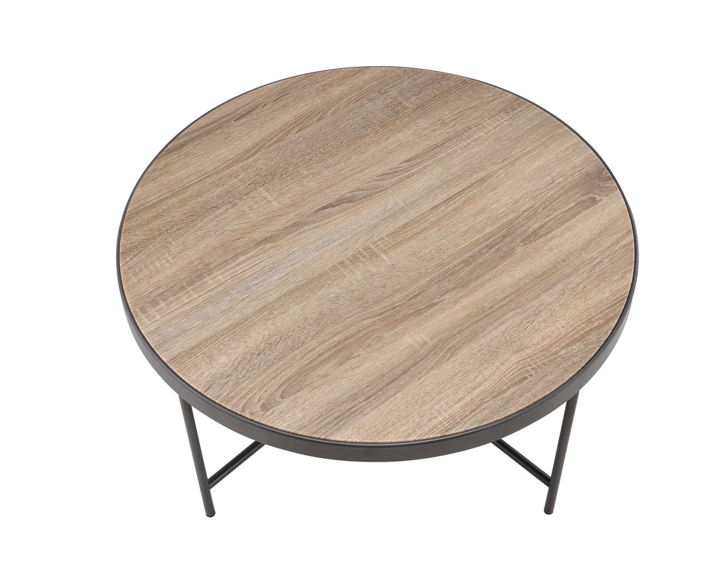 Weathered Gray Oak and Metal Coffee Table