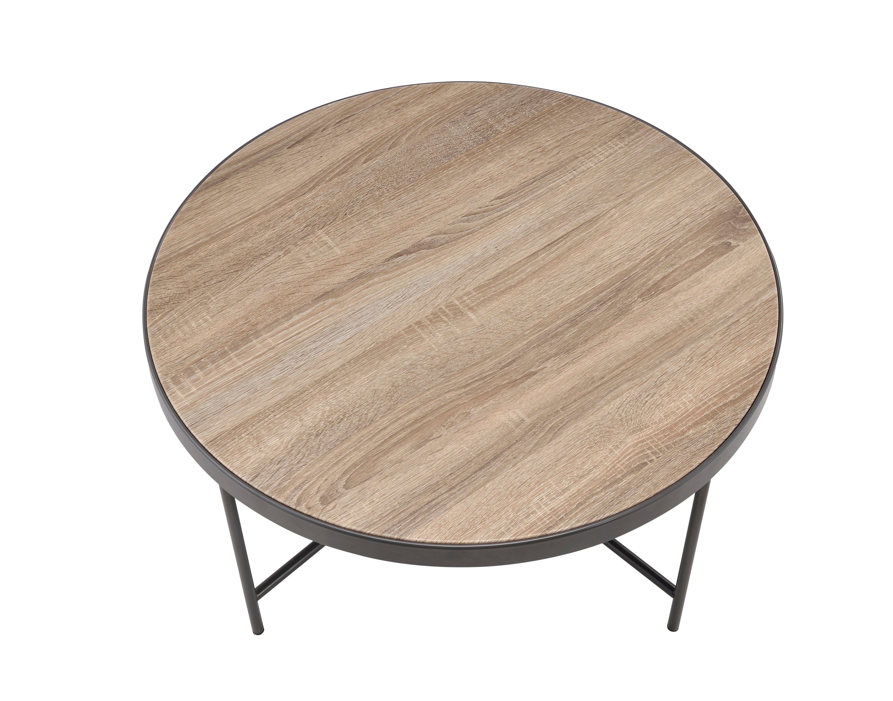 Weathered Gray Oak and Metal Coffee Table
