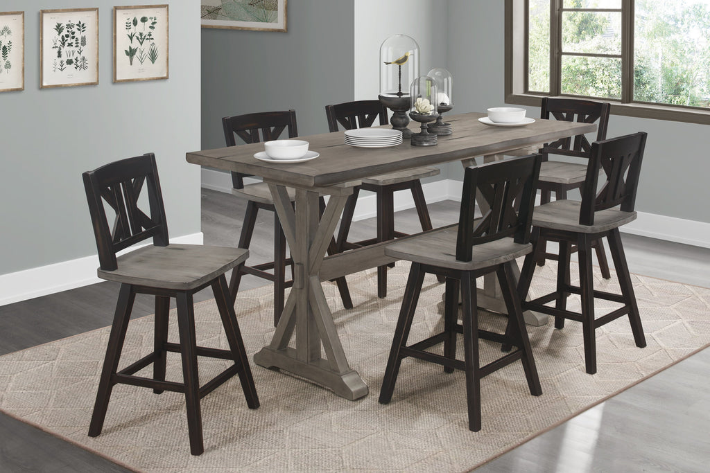 Distressed Gray Counter Height Dining Table Rubberwood