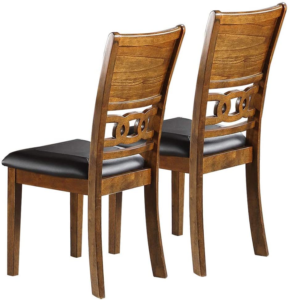 Contemporary 5pc Round Dining Set Walnut Rubberwood