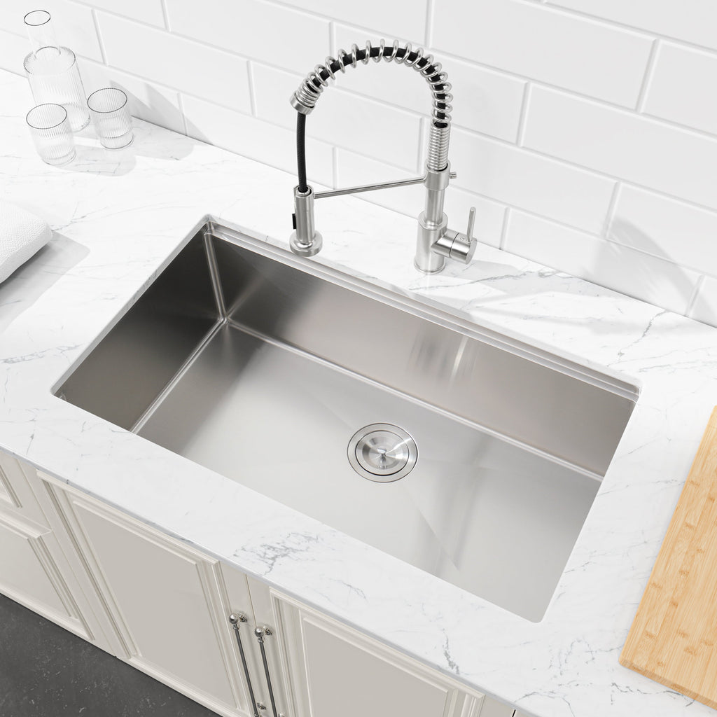 Stainless Steel Undermount Kitchen Sink 36x19 Single Bowl Brushed