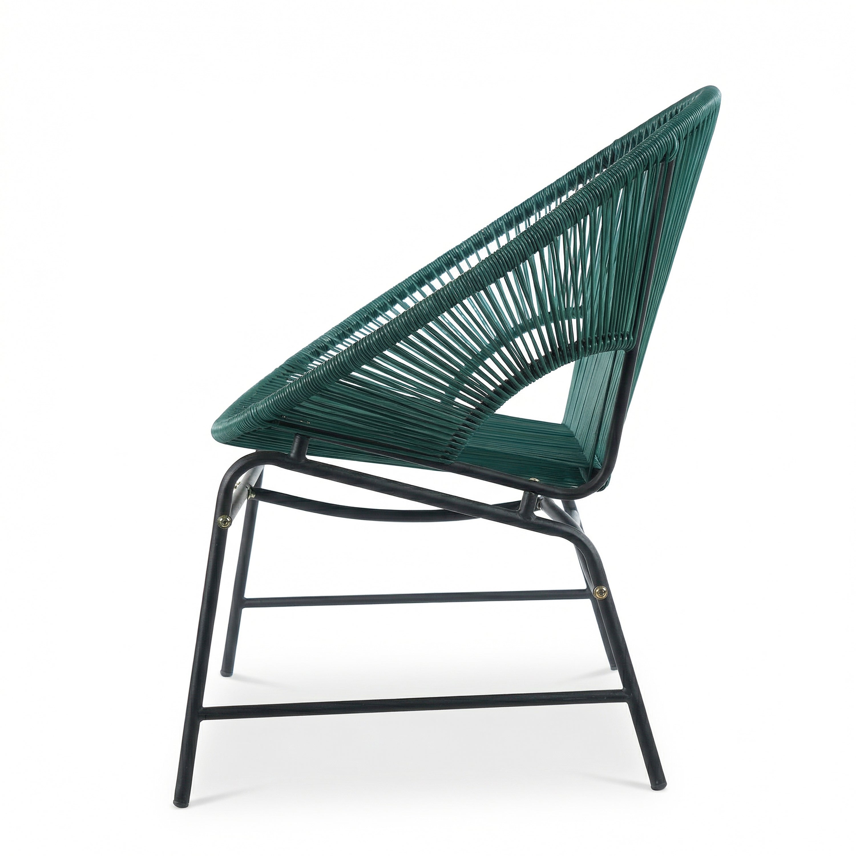 Green PE Rattan Outdoor Patio Wicker Loveseat with Iron Frame