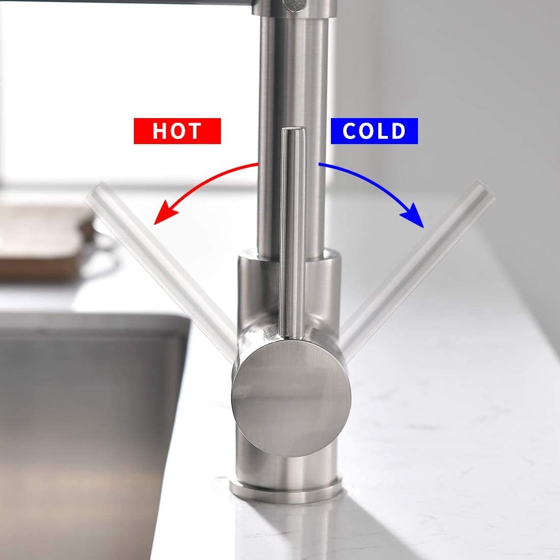 Commercial LED Pull Down Kitchen Faucet Single Handle Lever