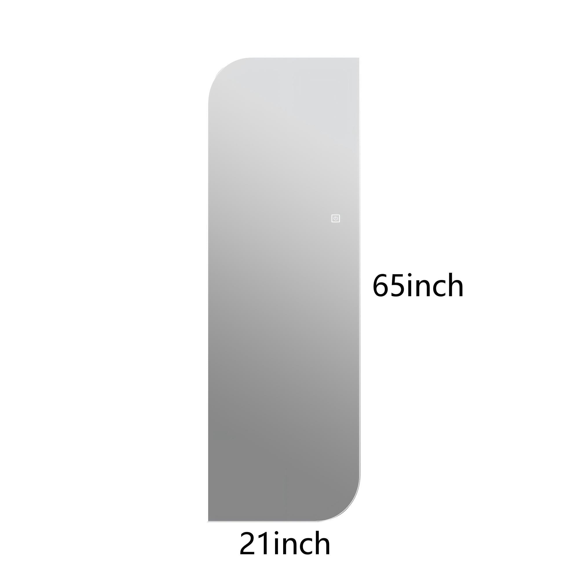LED Full Length Wall Mirror 65" x 21" Dimmable Silver