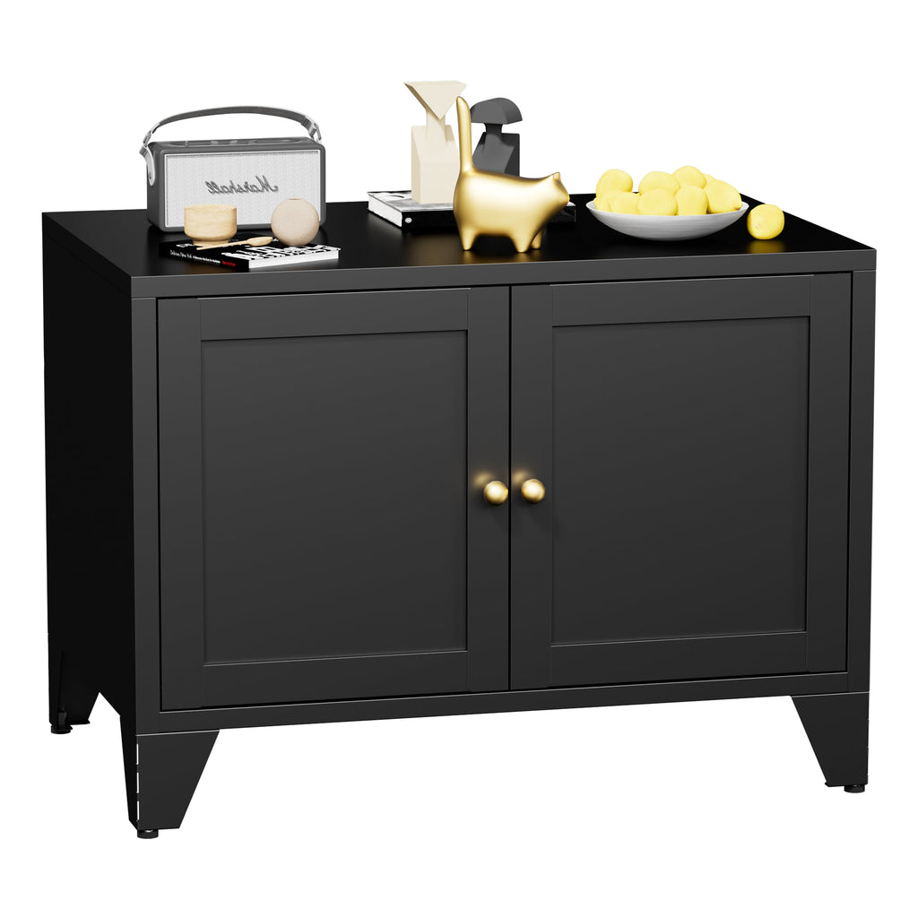 Modern Black Metal Cat Litter Box Enclosure Cabinet Furniture