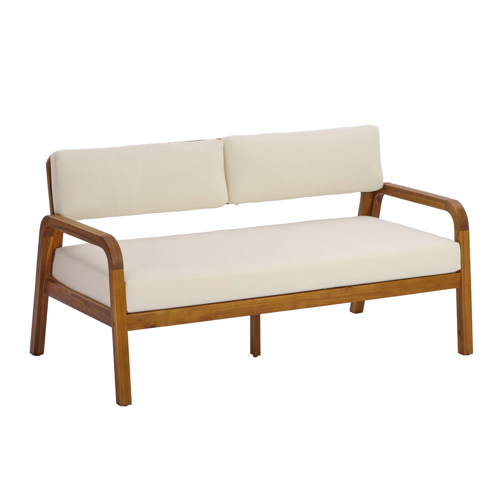 2-Piece Outdoor Sofa Set with Loveseat, Coffee Table & Cushions