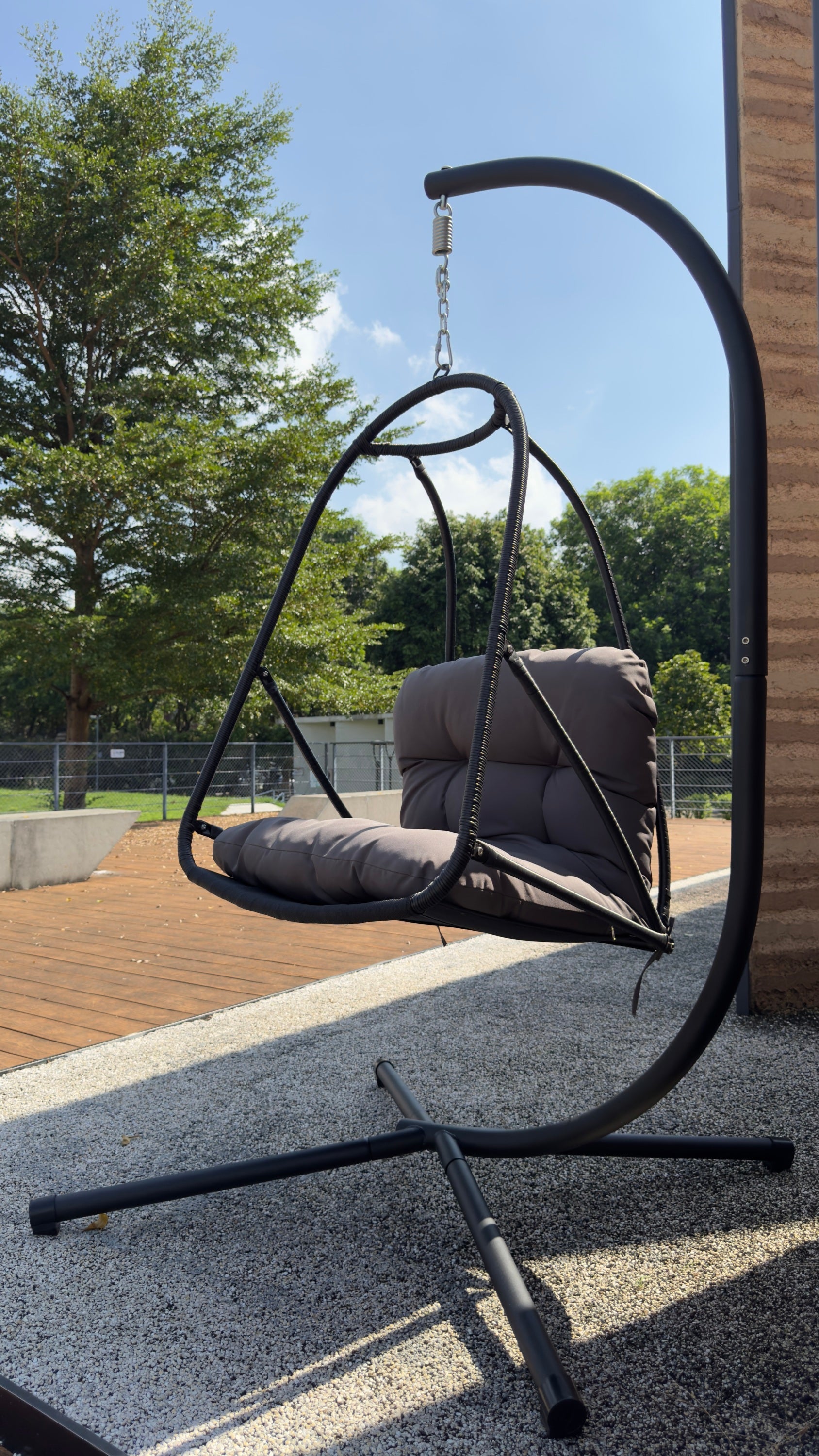 Wicker Rattan Swing Egg Chair with Stand Indoor Outdoor