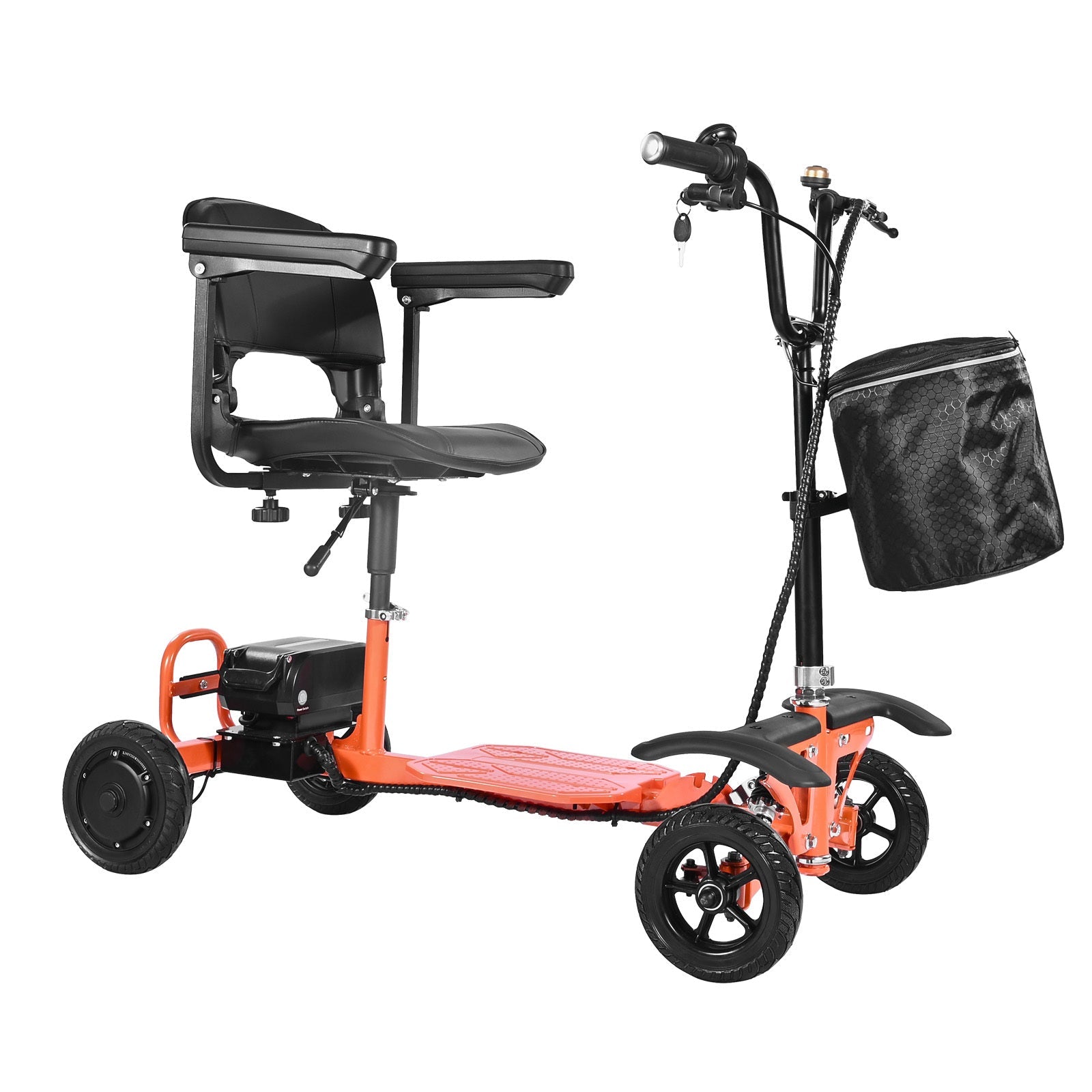 Mobility Scooter 4-Wheel Foldable Carbon Steel Orange 265 LB 48V Battery