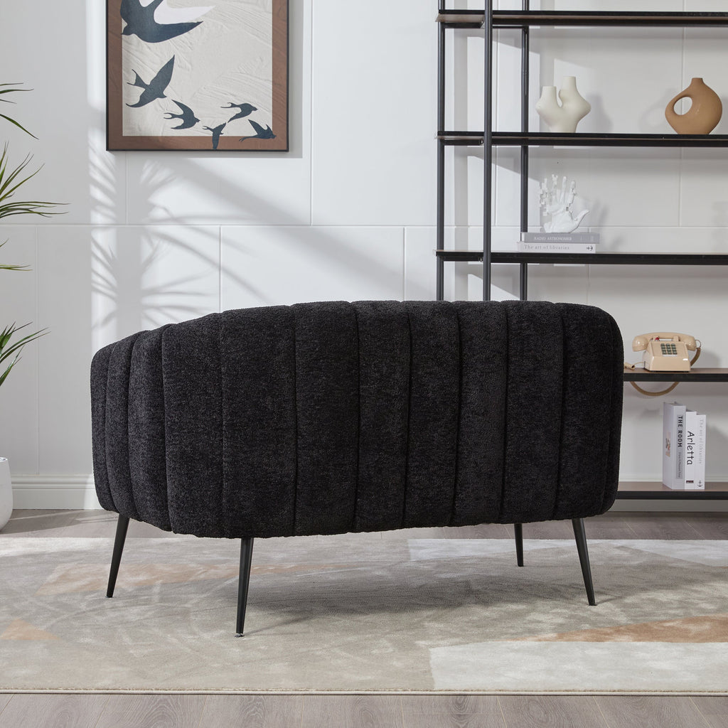 50" Upholstered Chenille Mini Loveseat, Channel Tufted 2-Seater