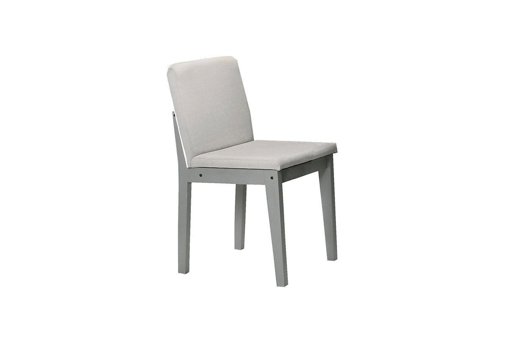 Grey 5-Piece Dining Set with Table and Beige Fabric Chairs