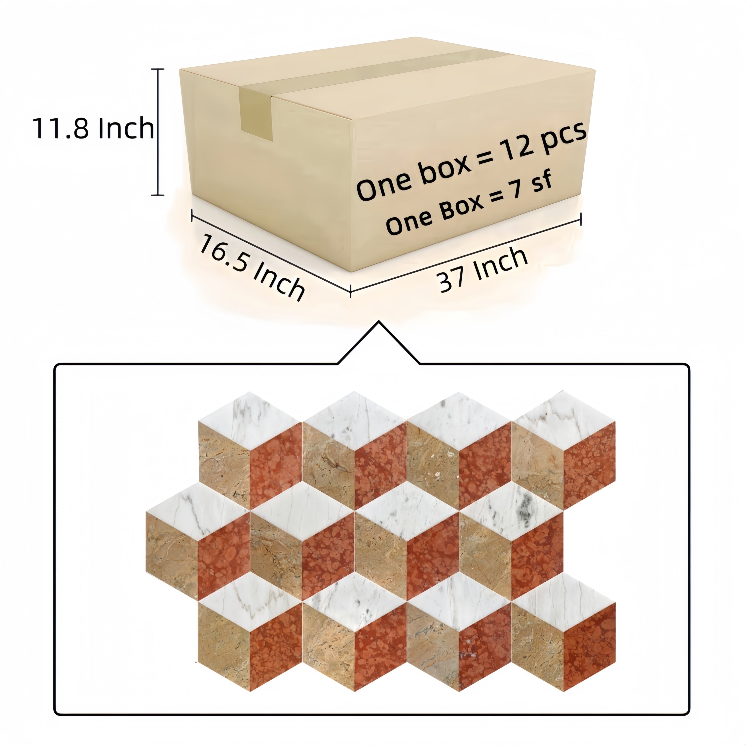 Hexagon Polished Marble Floor Wall Tiles White Gold Red