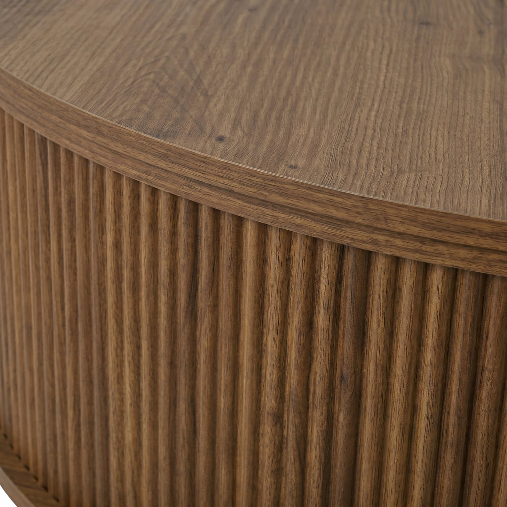 Round Lift-Top Coffee Table with Hidden Storage Sliding Door