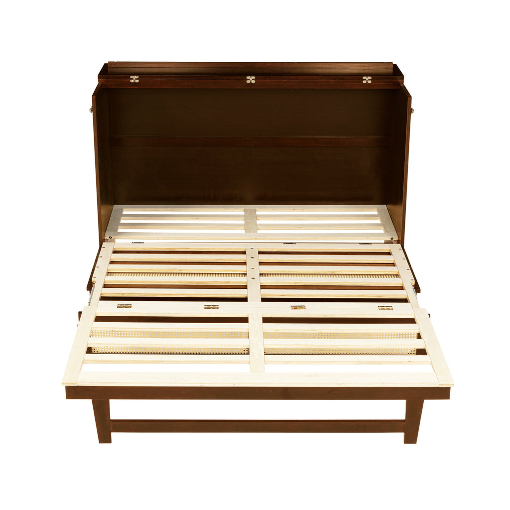 Queen Size Pine Wood Murphy Bed with Storage Drawer