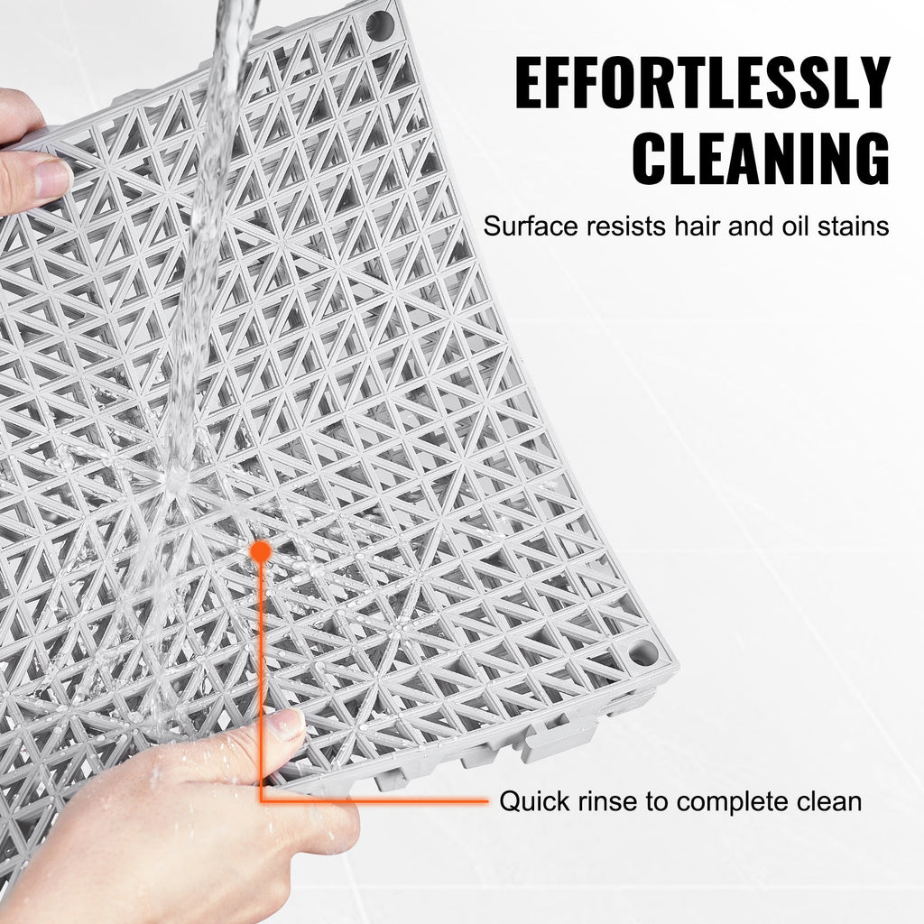 Interlocking Drainage Floor Tiles 12" x 12" Grey 55pc Set