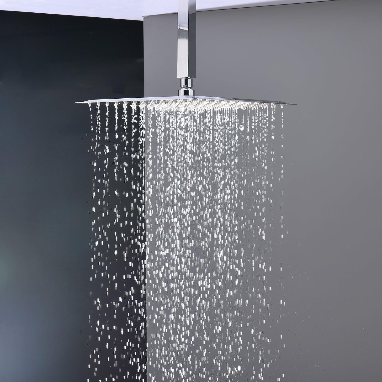 Polished Chrome Wall Mounted Rainfall Shower Head Mixer System