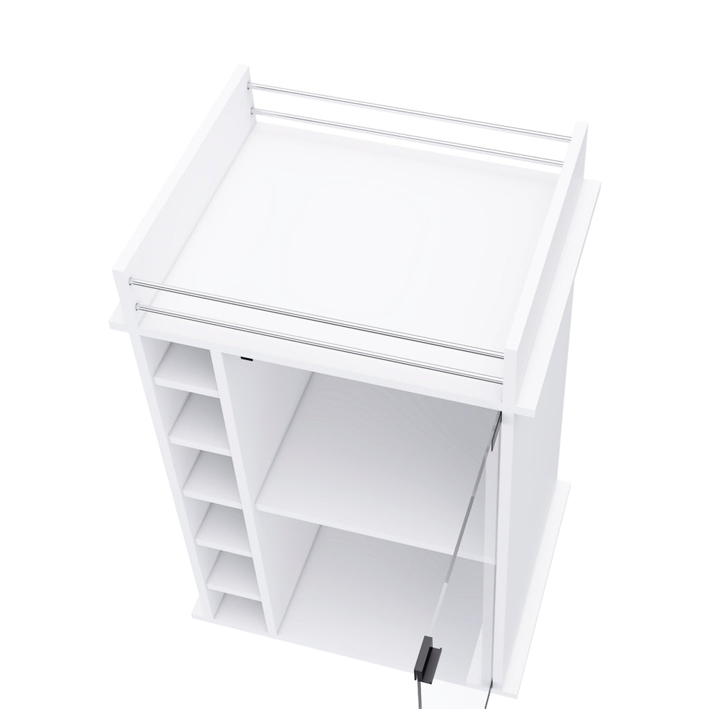 White Bar Cart Two Shelves Wine Rack Four Casters