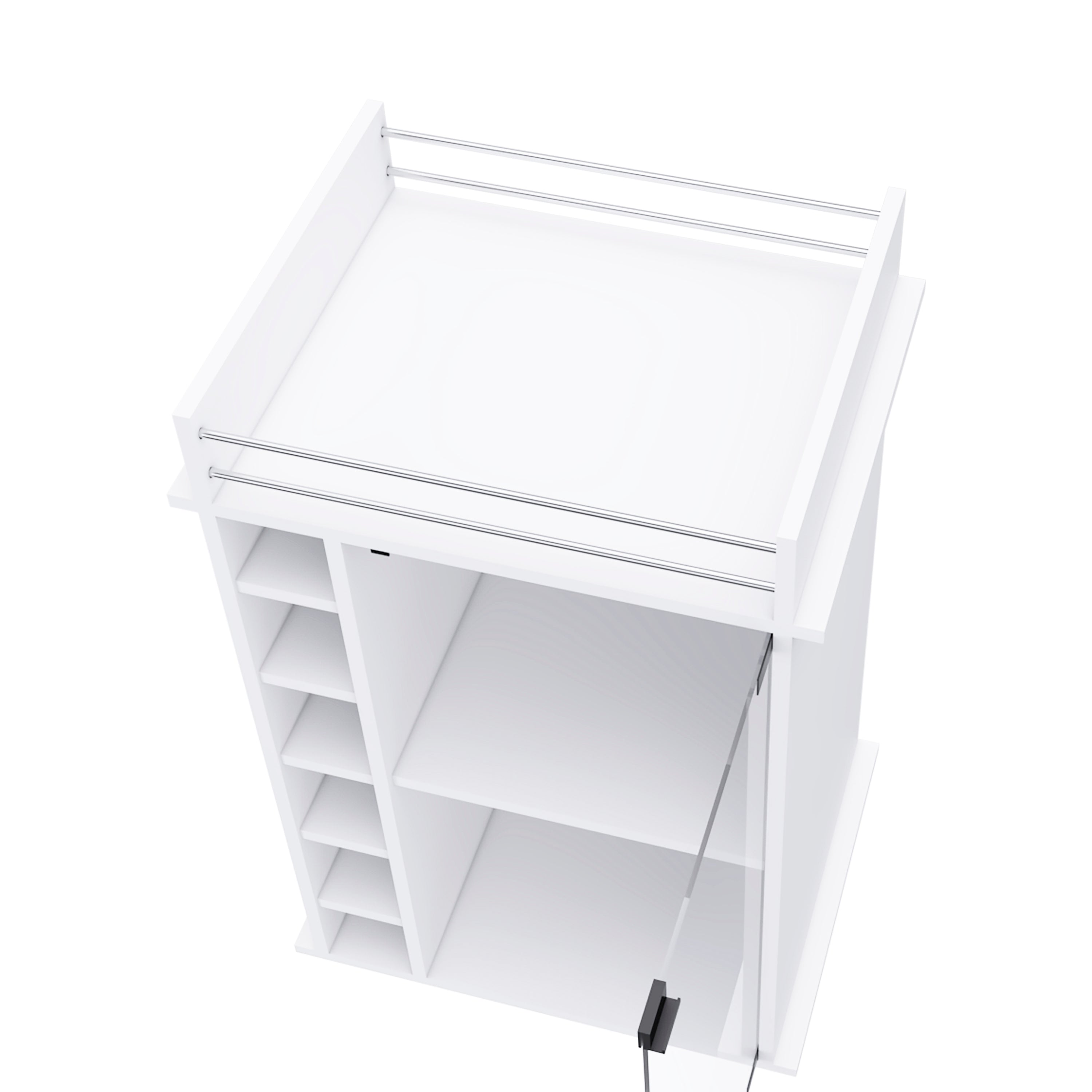 White Bar Cart Two Shelves Wine Rack Four Casters