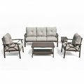 Outdoor Patio Set Steel 5 Piece Khaki Gray Cushions