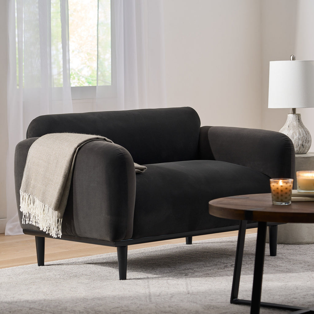 50" Dark Gray Upholstered 2-Seater Loveseat Sofa