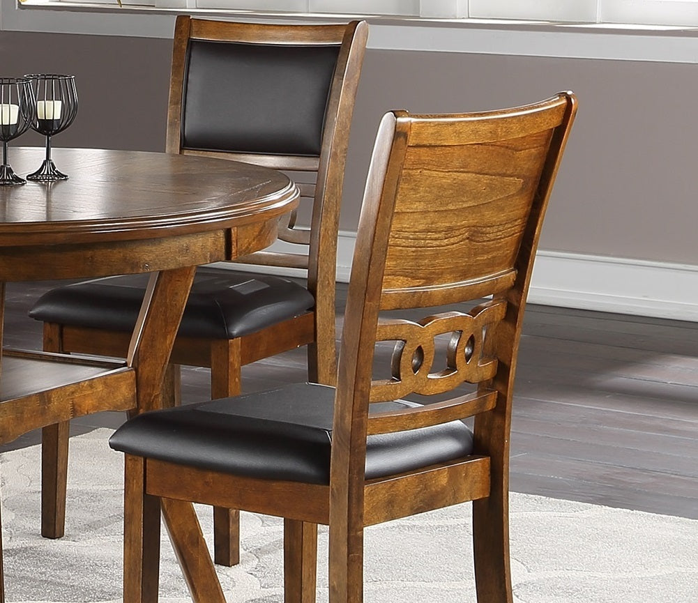 Contemporary 5pc Round Dining Set Walnut Rubberwood