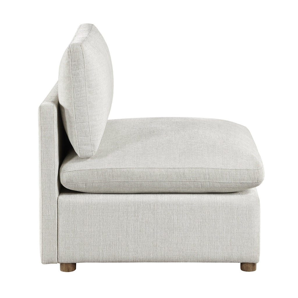 Modern 4-Piece Modular Sectional Beige Fabric Armless