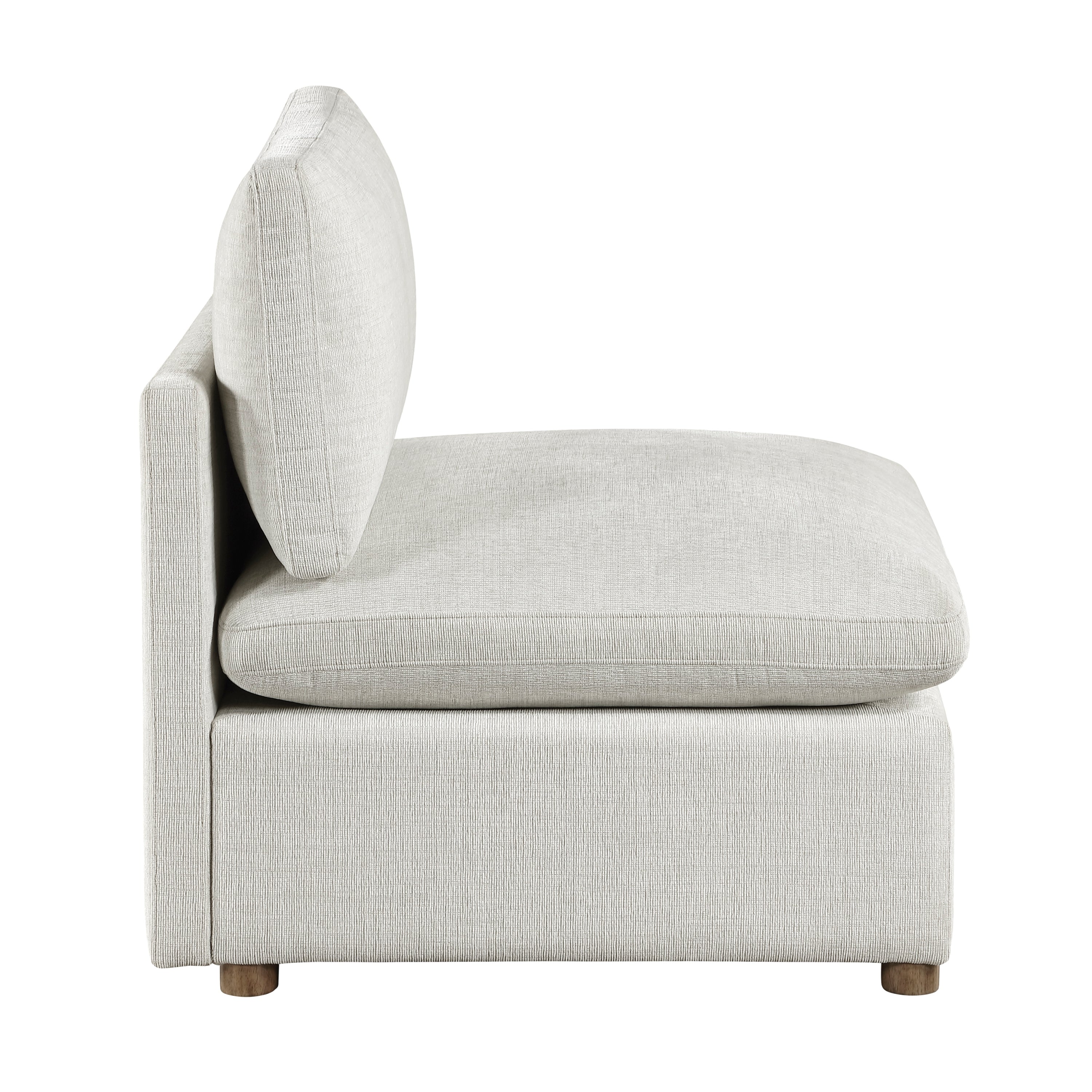 Modern 4-Piece Modular Sectional Beige Fabric Armless