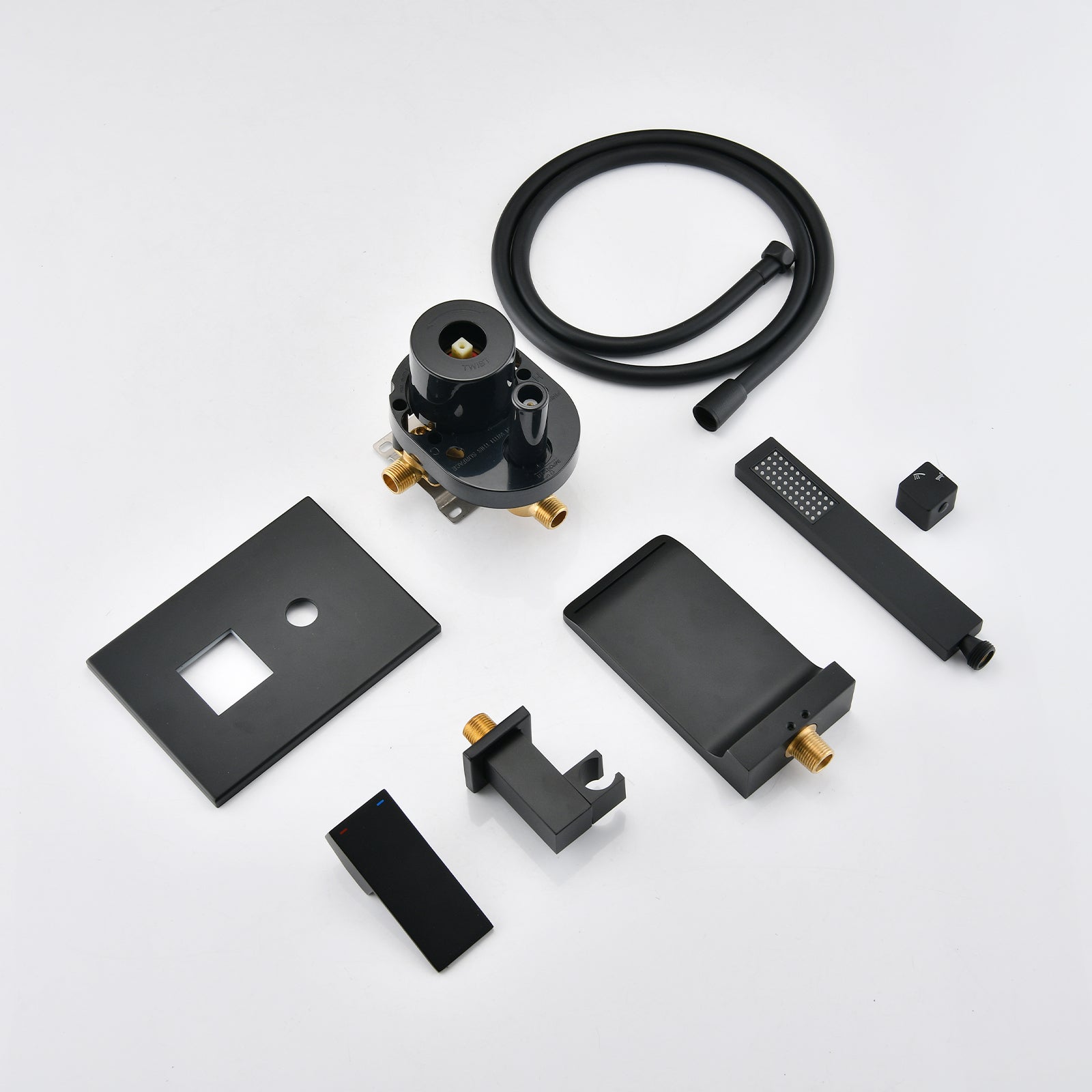 Modern Style Matte Black Wall Mount Tub Filler Bathtub Faucet Shower Set